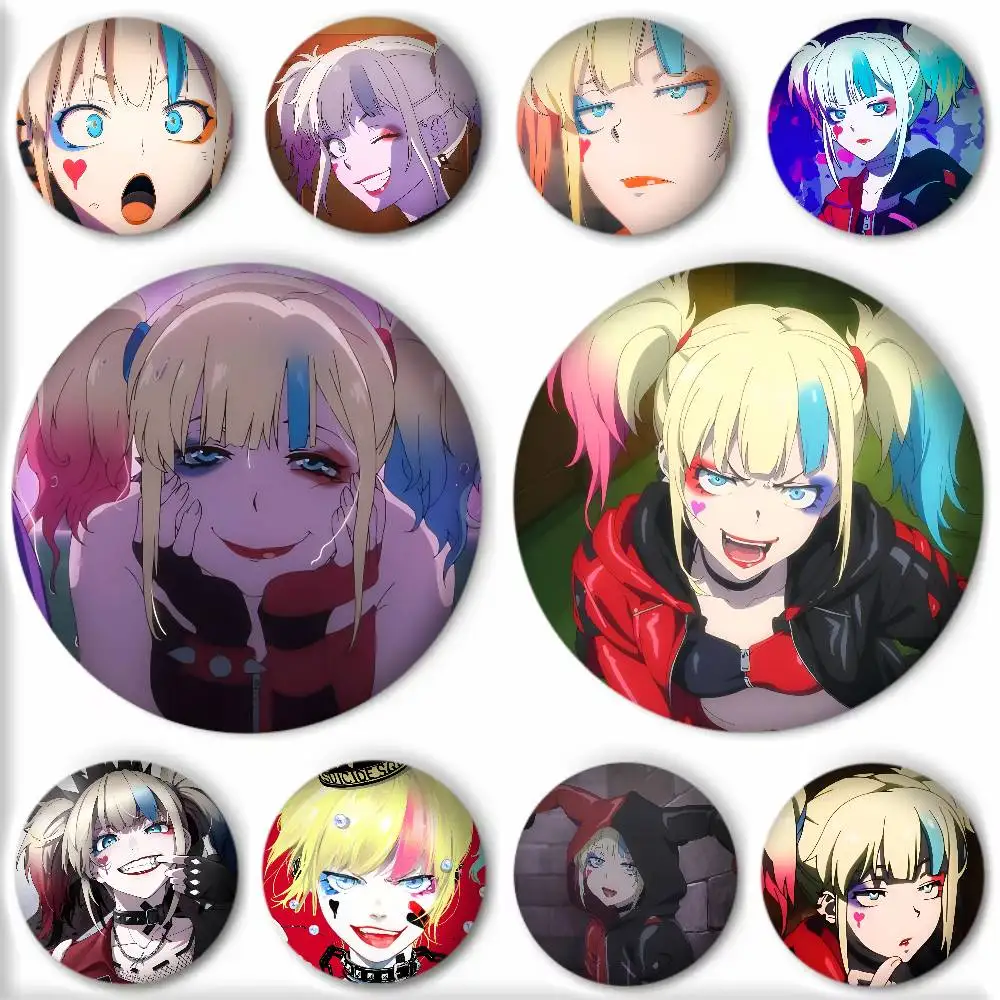 Anime Harley Quinn Cosplay - Broche Redondo de Anime e Desenho