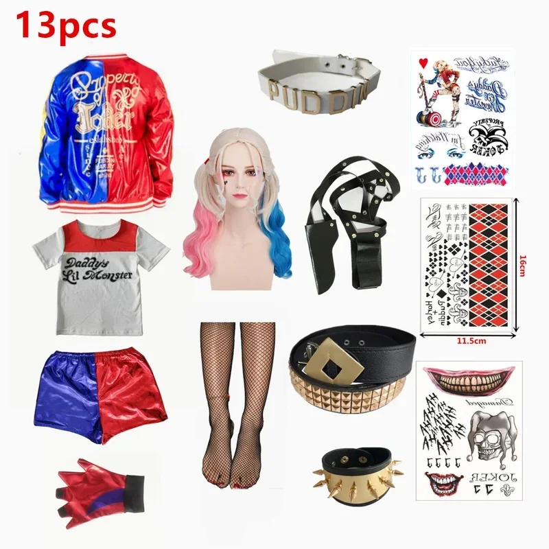 Anime Harley Quinn Cosplay - Fantasia de Halloween para Crianças e