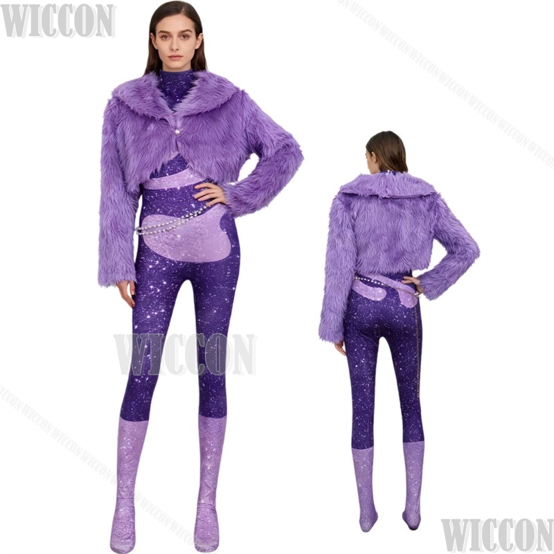 Terno de dança roxo peludo zoo - Anime Cosplay Dance avaliação e preço